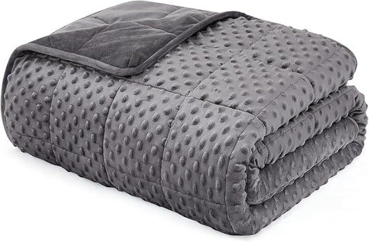 L'AGRATY Weighted Blanket for Adult - 60"x80" 15lbs Minky Dots Heavy Blanket with Glass Beads Soft Breathable for All-Season Summer Fall Winter Thick Comfort for Sleeping