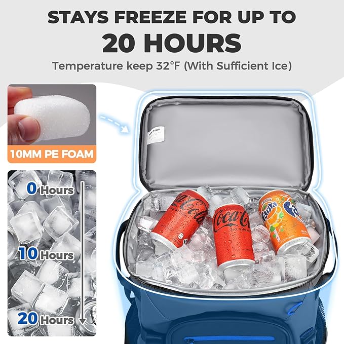 Heytrip Backpack Cooler 36/54 Cans, Insulated Portable Large Leakproof Waterproof Cooler Bag, 20 Hours Cold Retention for Lunch Camping Travel Beach Picnic