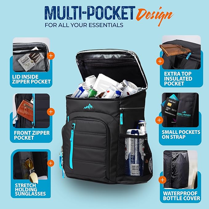 Cooler Backpack Insulated Waterproof 22 Hours Cold, Backpack Coolers Insulated Leak Proof Holds 56cans, Lightweight & Portable Ice Chest - Camping Beach, Ice Chest Cooler Leakproof