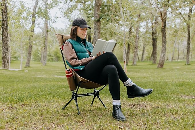 Low Back Folding Camping Chairs for Adults with Storage Pouches & Carrying Case - Foldable Lawn Chairs, Beach Chair, Fishing Chair, Portable Lightweight Outdoor Chair. (Army Green)