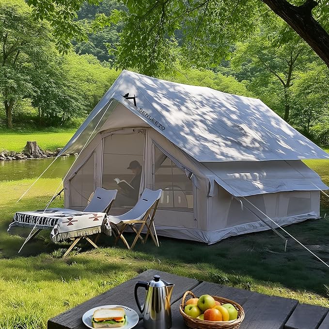 Inflatable Tents for Camping, Large Inflatable Camping Tent with Hand Pump, Easy Setup Tents for 4-6 People, Portable Glamping Tent