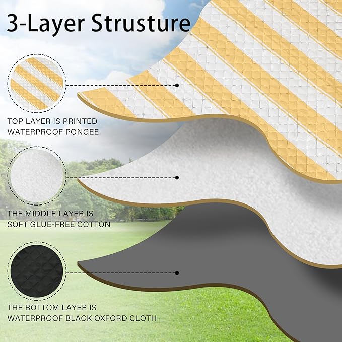 HX&OD Extra Large Picnic Outdoor Blanket, 80”x80” Waterproof Picnic Mat Foldable Camping Blanket Portable with Carry Strap for Beach Mat Outdoor Camping Party(Yellow)