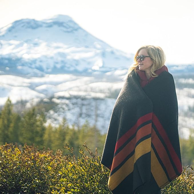 Arcturus Rainier Wool Blanket - Warm, Heavy, Washable, Bed Blanket | Great for Home & Camping (Sunset Peak, King)