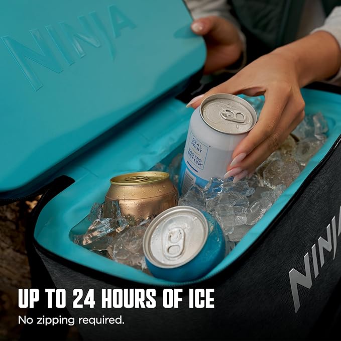 Ninja FrostVault Go Can Soft Cooler, 24/36 Can, Leak Proof, Built-In Cup Holder, 2 Ice Packs & Dry Storage Drawer, Polyester Insulation, Hiking, Camping, Picnic