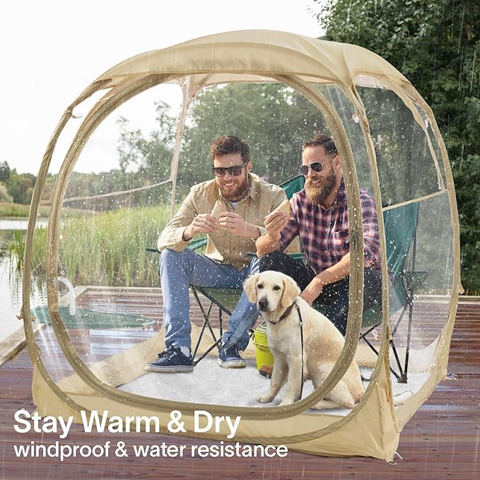 EighteenTek Pod All Weather Sports Tent with Attached Floor, Instant Outdoor Bubble Tent, Rainproof Camping Sun Shelter for Sports Events Camping Fishing Cheering, 1-4 Persons