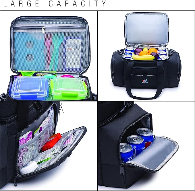 MOJECTO Cooler Lunch Bag. Dual Insulated Compartments, Heavy Duty Fabric, Thick Foam Insulation, Smooth Double Zipper, Padded Straps.