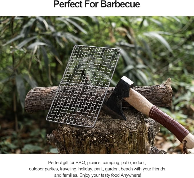 Boundless Voyage Mini Size Durable Titanium Charcoal BBQ Grill Plate Include a Carry Bag for Outdoor Camping Beach