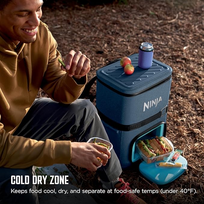 Ninja FrostVault Go Can Soft Cooler, 24/36 Can, Leak Proof, Built-In Cup Holder, 2 Ice Packs & Dry Storage Drawer, Polyester Insulation, Hiking, Camping, Picnic