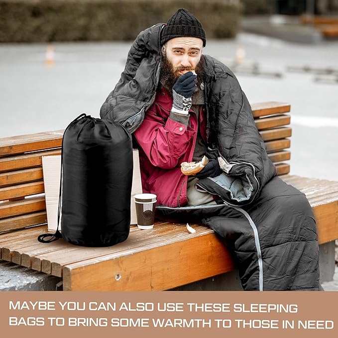 Tranqun 30 Pcs Cotton Liner Camping Sleeping Bags for Adult with Winter Beanies Gloves Sleeping Bag Waterproof Warm Lightweight for Backpacking Camping Indoor Outdoor Homeless