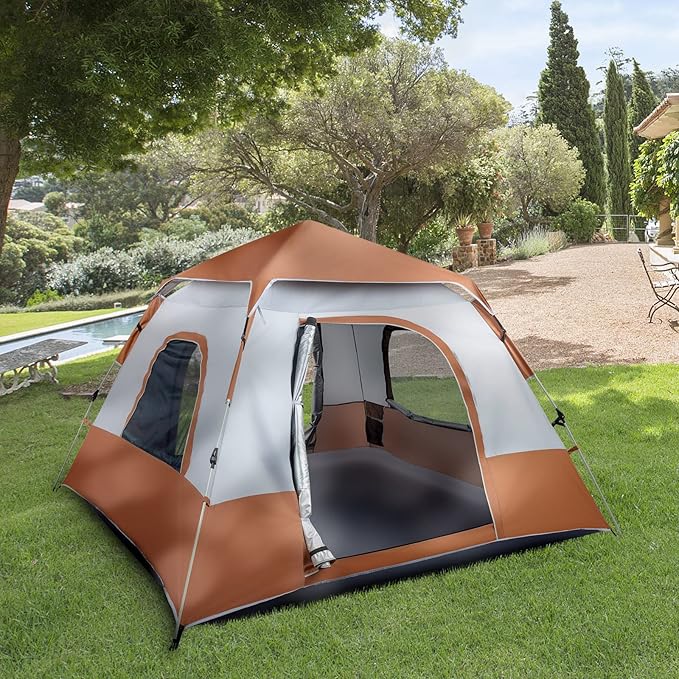 Outvita Pop Up Camping Tent, 4 Person Waterproof & Windproof Family Tent with Rainfly, Portable Easy Setup Outdoor Shelter with Carry Bag for Backpacking Hiking Trip Mountaineerin