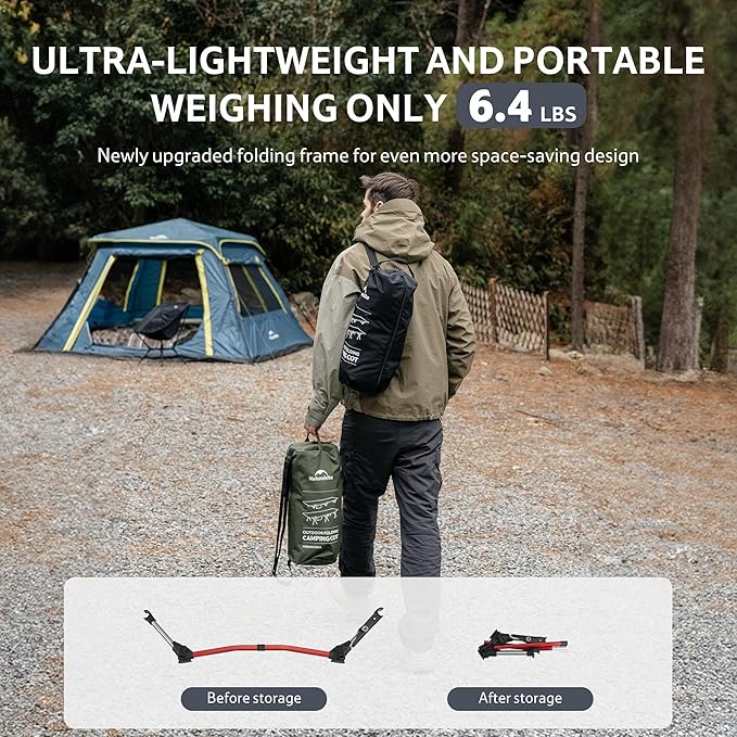 Naturehike ArmyWild Folding Camping Cot, Height Adjustable Ultralight Backpacking Cot, Portable Camping Bed for Camping Hiking Travel Home