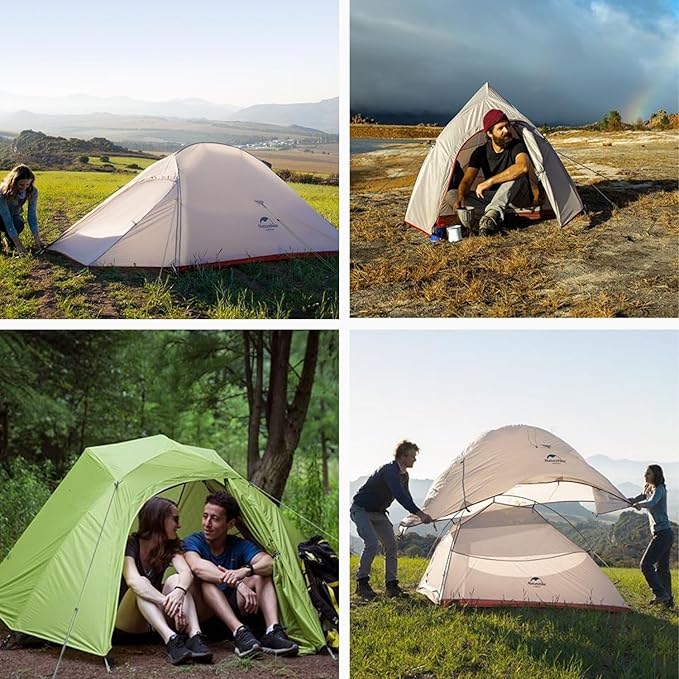 Naturehike 1/2/3Person Lightweight Camping Tent, Waterproof Tent with Inner Tent&Ground Cloth Mat, Portable Backpacking Shelter for Outdoor