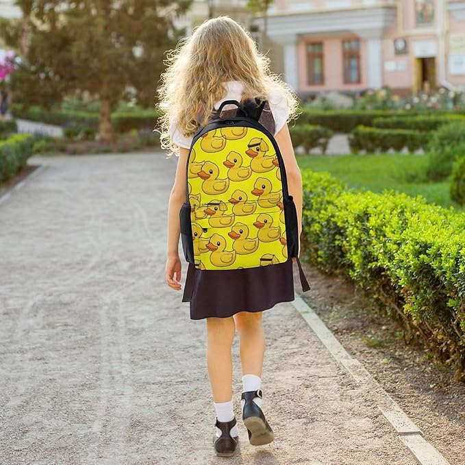 Men Women Lightweight Funny Rubber Duck Yellow Backpack Large Capacity Carry On Bag With Padded Straps for Sports Work Walking Cycling