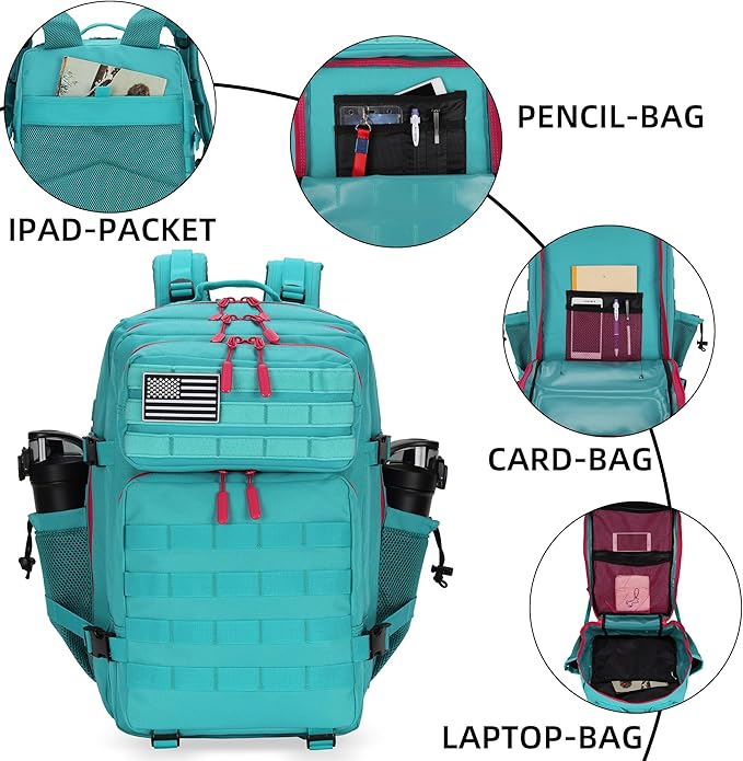 45L Military Tactical Backpacks 3 Days Assault Pack Bag Fitness Rucksack 3 Day Bug Out Bag Hiking Treeking Molle Daypack (Miamivice)