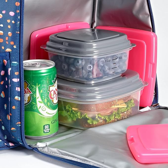 Cool Coolers by Fit & Fresh 4 Pack Slim Ice Packs, Quick Freeze Space Saving Reusable Ice Packs for Lunch Boxes or Coolers, Pink