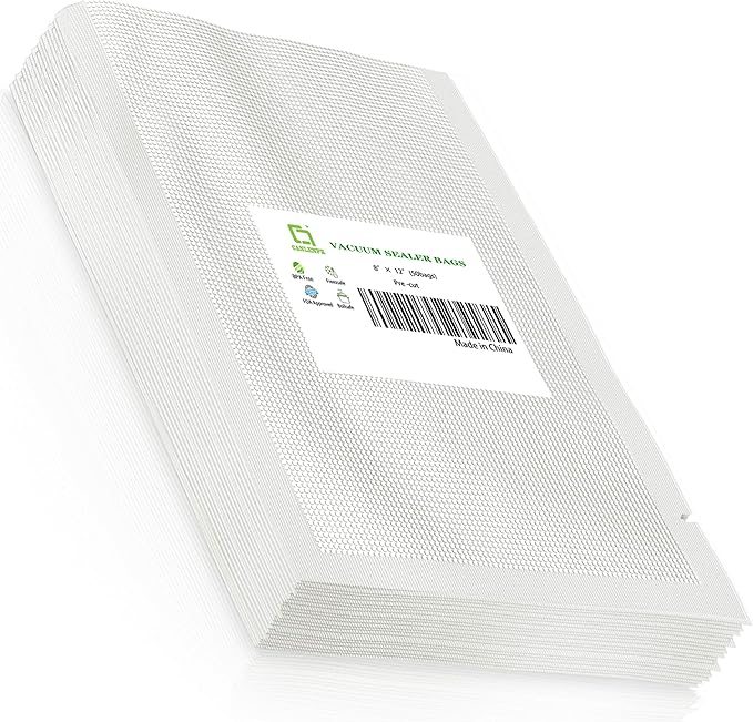 CANLENPK 8x12 Inch/20x30cm Vacuum Sealer Bags food Storage,Keep Fresh Lock Nutrition,Sous Vide Bags Freezeable and Boilable Microwaveable(50 Bags)