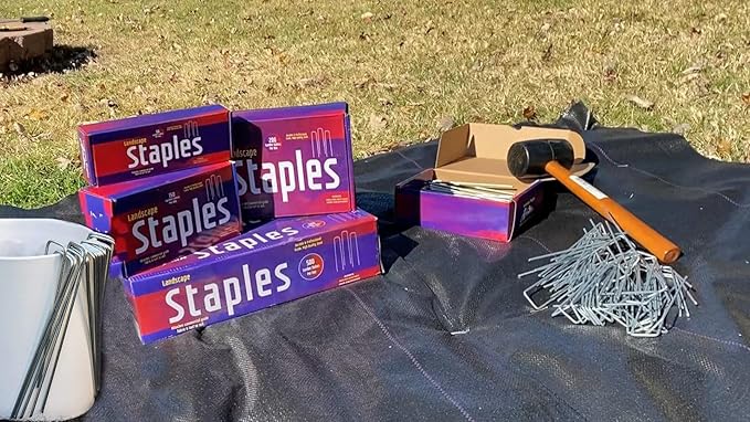 Ashman Galvanized Garden Stakes Landscape Staples: 50 Pack 12 Inch Sod and Fence Stake - Sturdy Rust Resistant Gardening Supplies for Anchoring Landscaping, Weed Barrier Fabric, Ground Cover