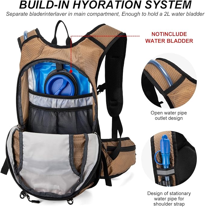 Hydration Backpack Cycling Backpack Women Running Backpack Water Backpack for Hiking Biking Backpack for Men Equipped with 2L Water Bag