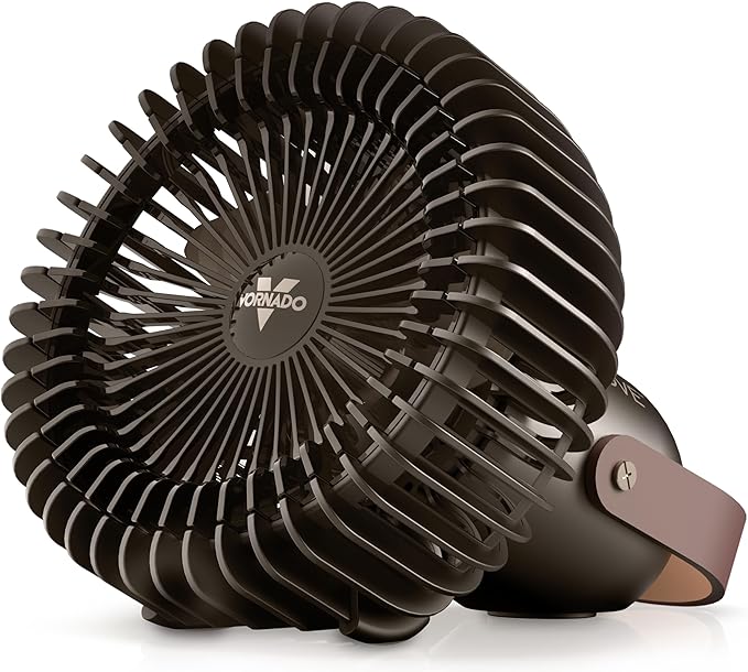 Vornado FLY MOVE Rechargeable Fan Handheld, Up to 17 Hour Battery Power Life on Low, 3 Speed Settings, Minimal Footprint, Small Portable Fan, Powerful Airflow, Travel Friendly, USB-C Charger, Black