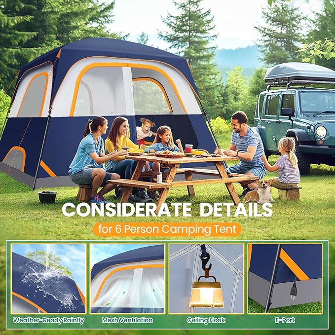 COBIZI 4-6-8-10 Person Camping Tent, Spacious Family Tents for Camping Ideal, Hiking, 3500mm Waterproof Double-Layer Windproof Tent for Hiking & Backpacking