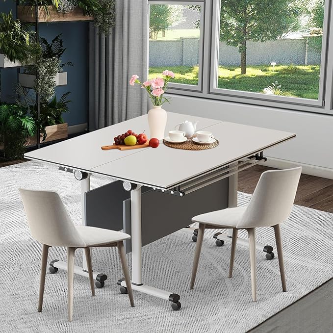 2Packs Conference Room Table Foldable, Rectangular and Space-Saving Desk for Meetings, Offices, and Classrooms Heavy Duty, Sturdy Construction Easy Setup (White 61 * 19.6 * 29.5Inch)