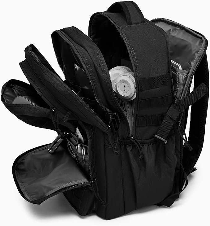 Wotony Military Tactical Backpack for Men Waterproof Daypack 3 Day Assault Pack Laser-Cut MOLLE Webbing Design with Water Bottle Holder Black Small Tactical Assault Bag (Black, 35L)