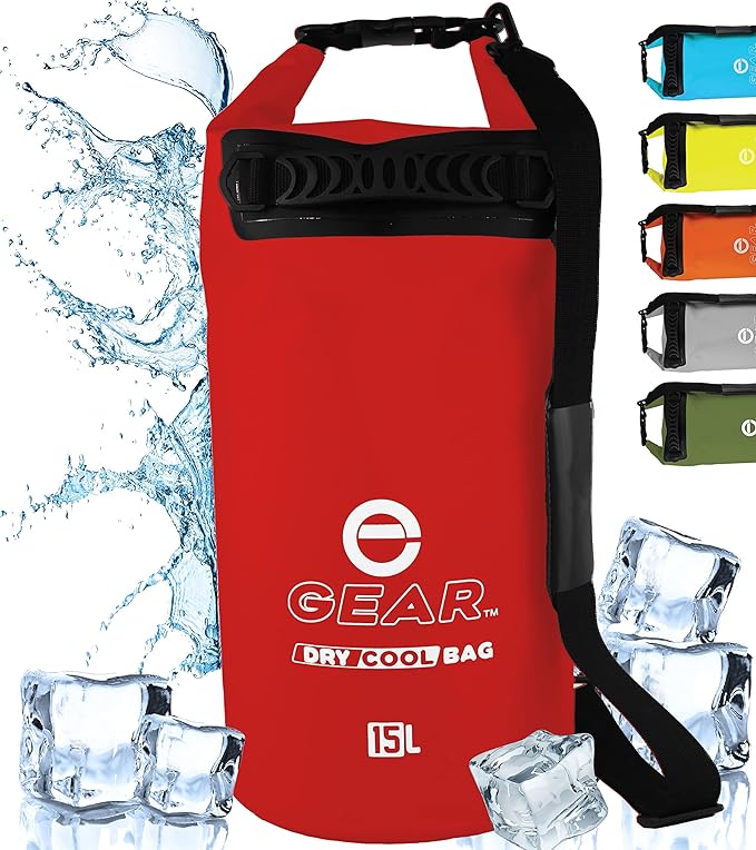 Enthusiast Gear Insulated Dry Bag Floating Cooler – 10L / 15L / 25L Roll Top, Leak Proof, Waterproof, Collapsible, with Padded Shoulder Strap - Perfect for Kayaking Fishing Beach