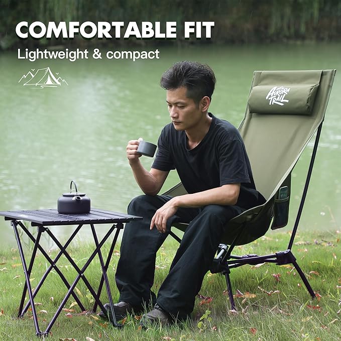 Compact Folding Camping Chair,Backpacking Chair,Supports 374lbs,Portable Travel & Hiking Chair,Lightweight Design,Perfect for Hiking Gear, Picnics and Traveling