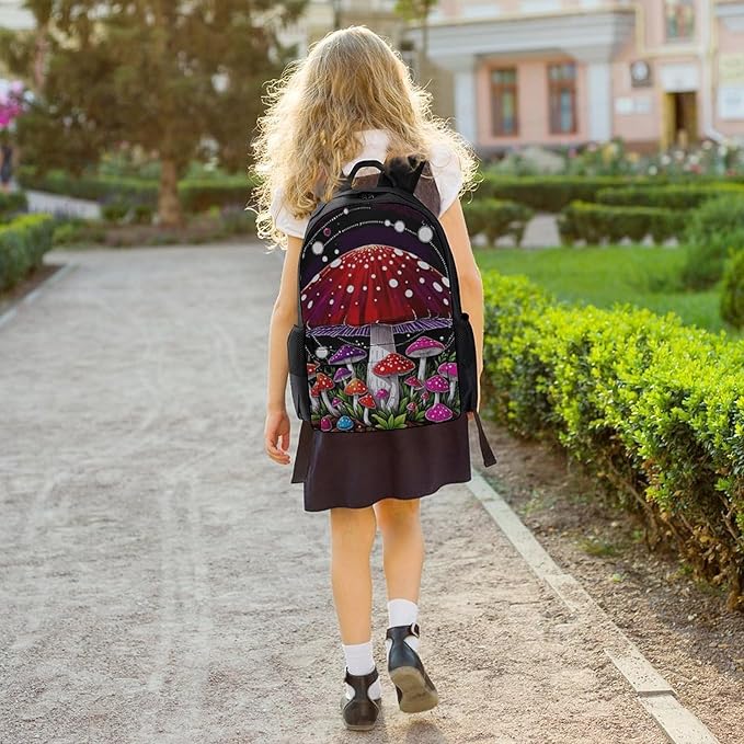 Backpack Anti-Theft Multipurpose Large Capacity Carry On Bag, Magic Mushrooms Trip Camping Outdoor Backpack With Side Pockets