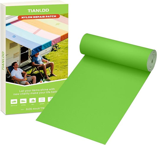 Awning Repair Tape,Tent Patch kit,Waterproof Repair Tape kit of RV Awning,Boat Covers,Canvas,Vinyl Fabric,Tarp,Sail-4x78in（Grass Green）
