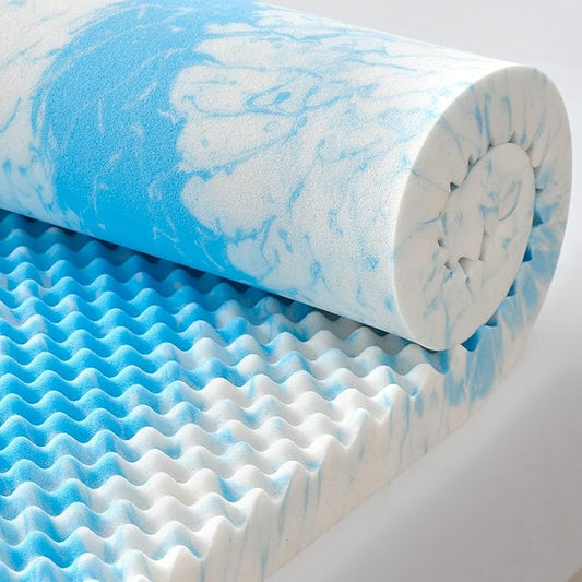 SINWEEK 3 Inch Egg Crate Memory Foam Mattress Topper Full Size, Soft Mattress Pad for Back Pain Relief, Bed Topper, CertiPUR-US Certified, Blue