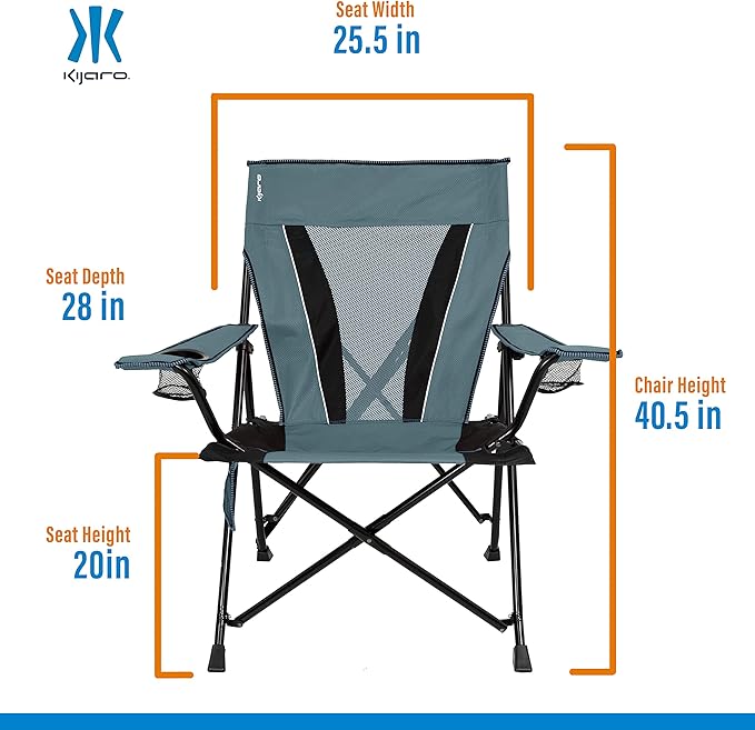 Kijaro XXL Dual Lock Portable Camping Chair - Supports Up to 400lbs - Enjoy The Outdoors in a Versatile Folding Sports & Outdoor Chair