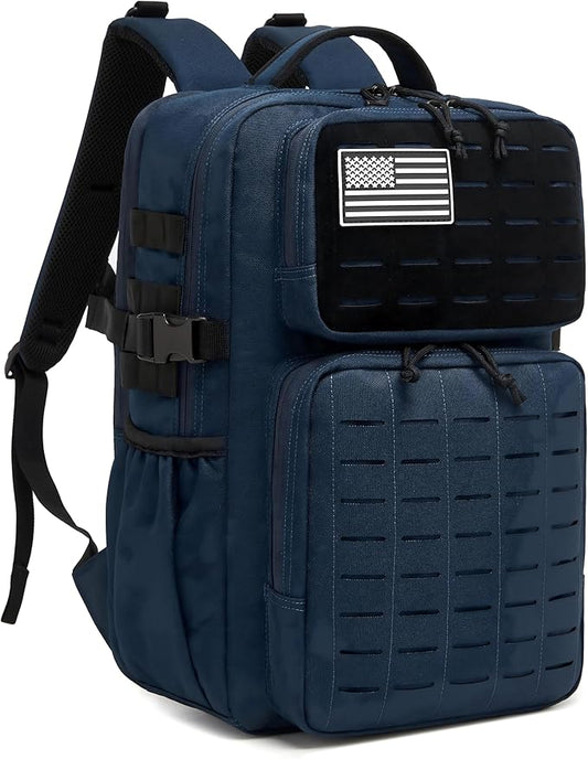 Wotony Military Tactical Backpack for Men Waterproof Daypack 3 Day Assault Pack Laser-Cut MOLLE Webbing Design with Water Bottle Holder Black Small Tactical Assault Bag (Blue, 30L)