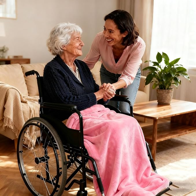 SNZ Cozy Wearable Blanket for Women & Men - 60"x33" Fleece Poncho, Warm Office Chair Lap Blanket, Travel, Camping & Home Wrap - Comfy Poncho Throw - Gift for Mom, Elderly