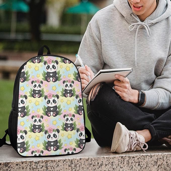 Outdoor Backpack Gym Bag Cute Rainbow Panda Outdoor Activities with Big Capacity Daypack, College Bookbag