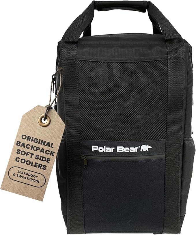 Polar Bear Coolers - Soft-Sided Backpack Cooler - Insulated Backpack for Hiking, Camping, Travel, or Fishing - Heavy-Duty & Portable - Sweat & Leak Proof - Keeps Ice up to 24 hrs