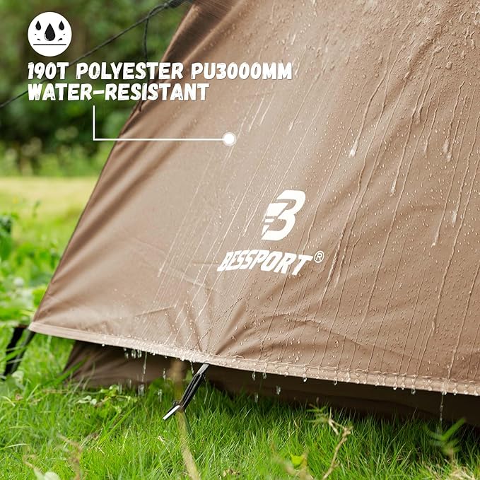 Bessport Camping Tent for 2-3 Person, Lightweight Backpacking Tent Waterproof Windproof Two Doors Easy Setup Double Layer Outdoor Tents for 3 to 4 Seasons, Suitable for Outdoor,Hiking,Camping