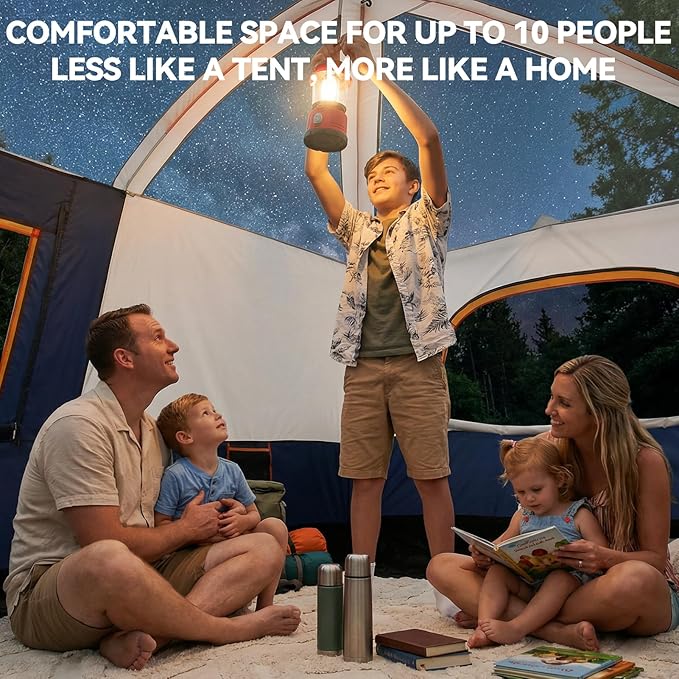 COBIZI 4-6-8-10 Person Camping Tent, Spacious Family Tents for Camping Ideal, Hiking, 3500mm Waterproof Double-Layer Windproof Tent for Hiking & Backpacking