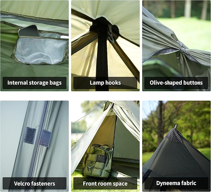 TENPLAY Ultralight 1 Person Tent - 970g 20D Nylon, 130cm Height, PU5000 Waterproof, Easy Setup, NO Trekking Pole for Hiking, Camping & Mountaineering