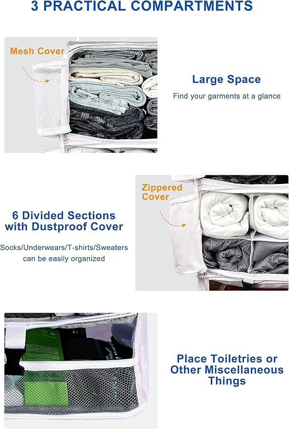 ELEZAY Hanging Packing Cubes Portable Closet 3-Shelf Travel Collapsible Compression Garment Organizer for Carry-on Luggage Suitcase Space Saver Bag XX-Large_No Side Pockets, Blush Pink