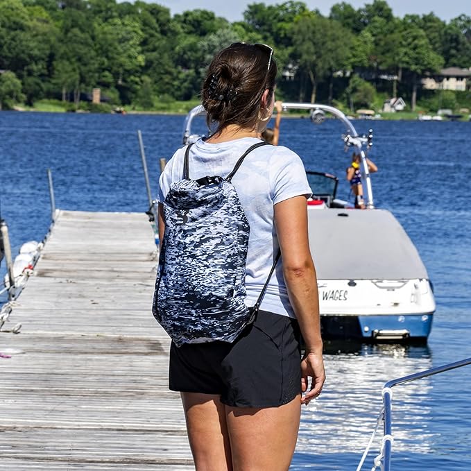 geckobrands Embark 10L Drawstring Backpack – Waterproof, Lightweight Dry Bag for Beach, Hiking, and Light Water Activities