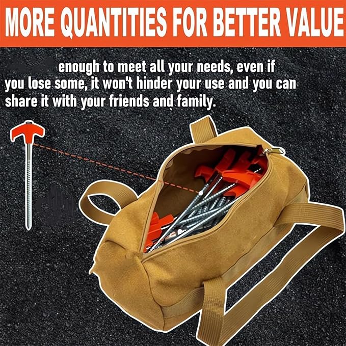 8" Screw in Tent Stakes - Ground Anchors Screw, 2024 New Screw in Tent Stakes Heavy Duty, Metal Threaded Tent Spikes, Tent Pegs Camping Stakes, Tent Stakes for Outdoor Camping (8, Red)