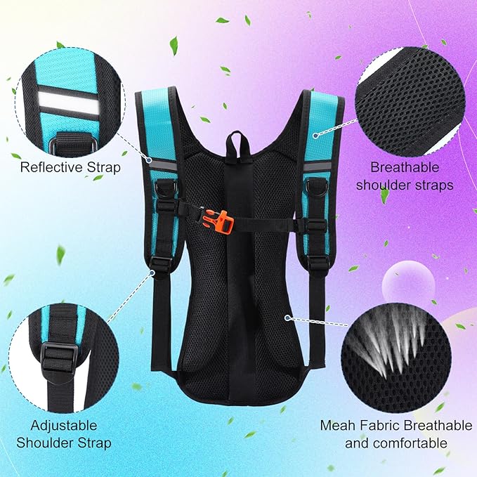 Chunful 6 Pack Running Hydration Backpack Lightweight Water Backpack Essential for Festivals Rave Hydration Pack with 2L Hiking Water Bladder for Adult Running Cycling Climbing Hiking