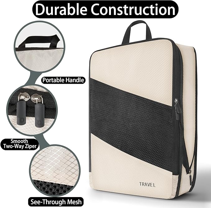 6 Set Compression Packing Cubes For Travel- Effortless Organization&Space Saving Cube For Quick Packing And Unpacking,Travel Must Have Suitcase Essentials For Business Trip,Cruise,Camping,Vacation