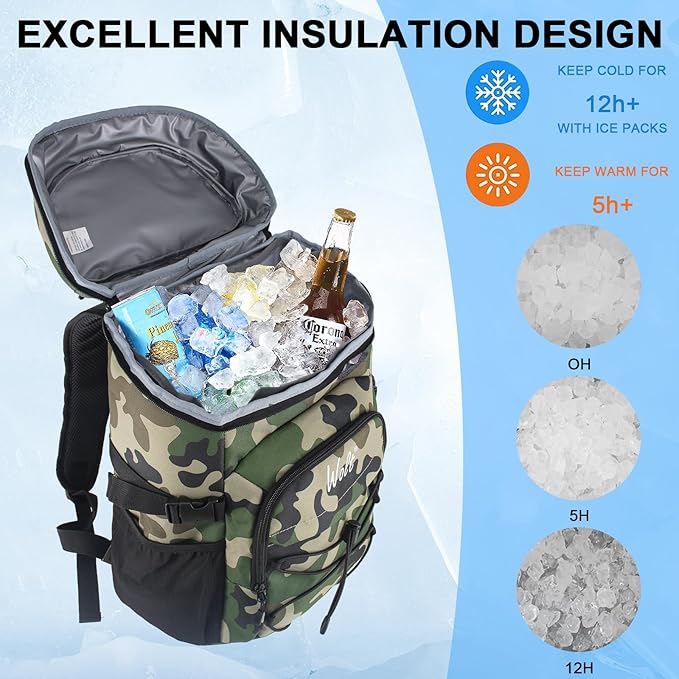 WOLT Cooler Backpack,24 Cans Insulated Backpack Cooler Leakproof,Lightweight Soft Cooler Bag,Camping Cooler,Large Capacity Beach Cooler,Waterproof Travel Cooler Lunch Backpack for Hiking
