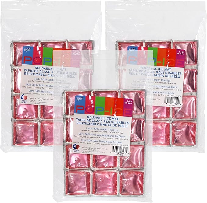 ICY-COOLS Reusable Ice Packs for Coolers - Flexible Ice Sheets, Flat and Long-Lasting for Camping or Lunch Boxes, 10x16 & 8x12, 1 or 3 Pack