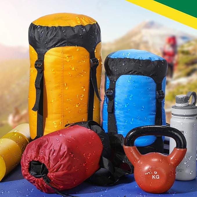 5 Pcs Compression Sacks for Backpacking 5L/10L/15L/20L/35L Camping Sleeping Bag Stuff Sack Water Resistant Sleeping Bag Storage Sack for Space Saving Hiking Gear