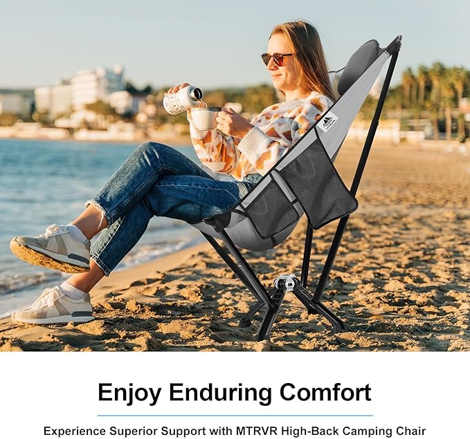 Camping Chairs for Adults, Supports 600 Lbs Lightweight Folding Camping Chair, Collapses to Size of Water Bottle Portable Camping Chair for Outdoor, Beach, Lawn, Travel, Picnics