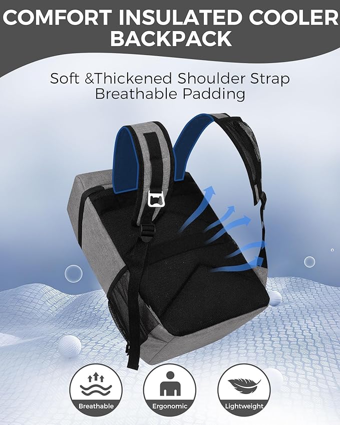 BAGLHER Lightweight Insulated Cooler Backpack - 30 Cans, Leak-Proof for Lunch, Picnic, Hiking, Camping Trips