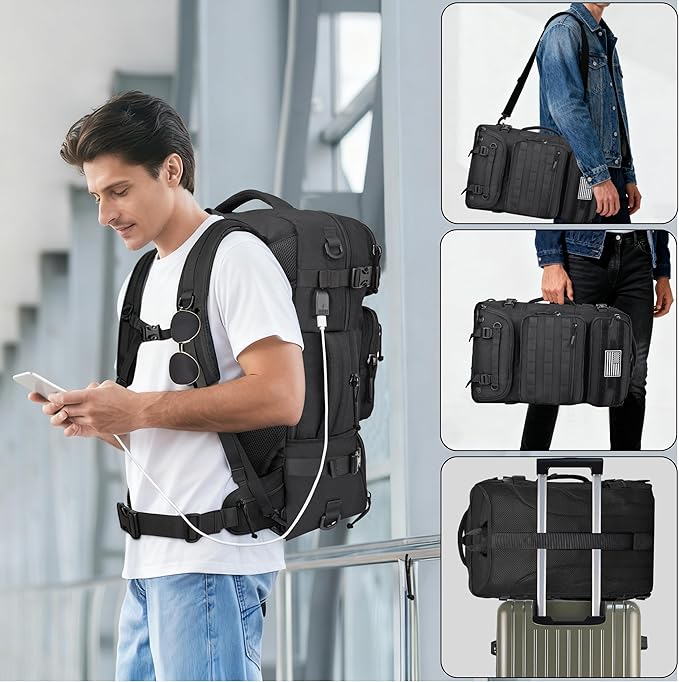 40L Travel Backpack Mens TSA Approved Carry-on Durable Large Weekender Backpack Fits 17.3 Inch Laptop YKK-Zipper AER Travel Pack with USB Charging Port Shoes Compartment